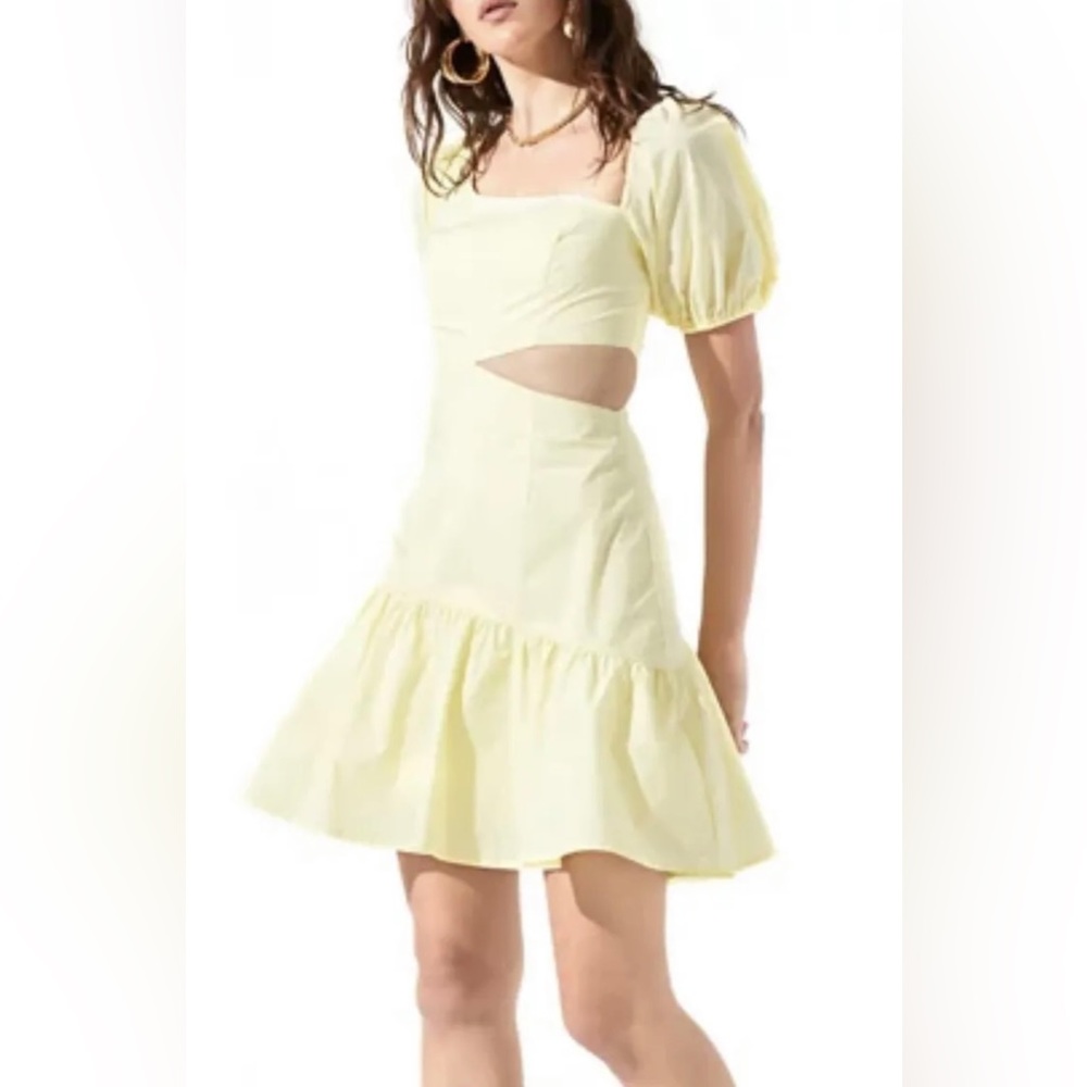 ASTR THE LABEL Mayfair Yellow Lemonade Cut Out Dress M NWT $128